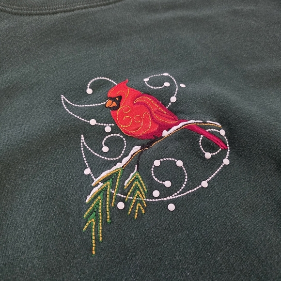 Vintage M&C Sportswear Cardinal Sweatshirt Green Pullover 1X Winter Holiday - Picture 6 of 6